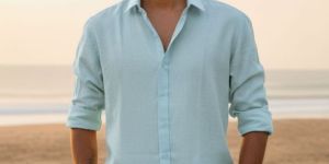 Ocean Haze - Tailored Linen-Blend Shirt