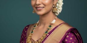 Temple Jewellery Style Full Stone Long Necklace Set with Rich Rajwadi Finish