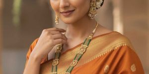 rajwadi polish temple design long necklace set