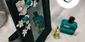 Photo Frame with German Silver Floral Work