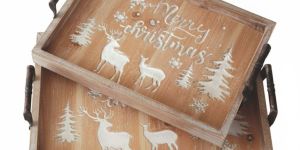 Wooden Kitchenware Christmas Serving Tray