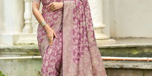Ladies Purple Cotton Luckhanvi Sarees