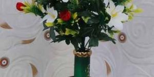 9 Inch Black Green Glass Flower Pot