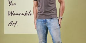 Mens Grey Cotton Urban Polo T-Shirt
