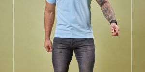 Mens Light Blue Cotton Fresh Polo T-Shirt
