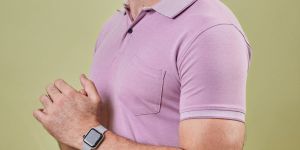 Mens Light Purple Cotton Elegant Polo T-Shirt