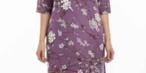 Ladies Purple Floral Printed Rayon Kurti