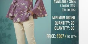 Ladies Umbrella Sleeve Rayon Printed Top