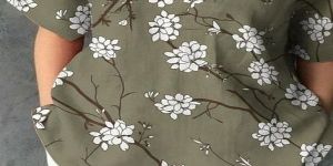 Rayon Olive Green Floral Printed Top