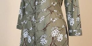 Olive Green Printed Rayon Straight Kurti