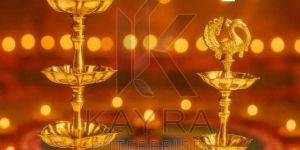 2 pcs fancy brass panchkuti kuthu vilakku diya set