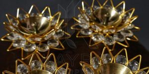 White Diamond Brass Crystal Diya