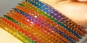 Multicolor Cube Cut Glass Bangles