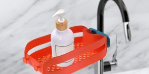 Red Plastic Sponge Holder