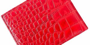 Red Croc Pattern Leather Wallet