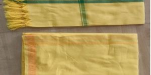 Yellow Cotton Dhoti With Towel