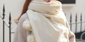 Ladies Plain POM-POM Winter Scarf