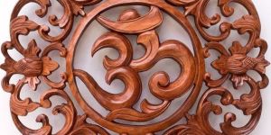 Round Wooden Om Wall Hanging