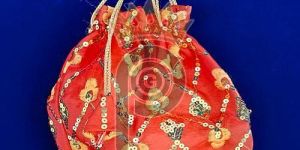 Rope Handle Red Potli Batua Bag