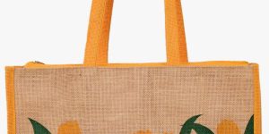Flower Printed Jute Shopping Bag