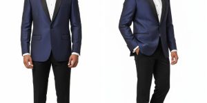 Mens Italian Fabric Navy Blue Blazer