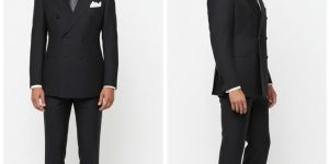 Mens Plain Black Cotton Two Piece Suit