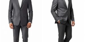 Mens Silver Grey Party Wear Two Piece Suit