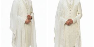 White Groom Wedding Sherwani