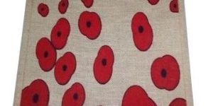 Red Blossom Print Jute Shopping Bag