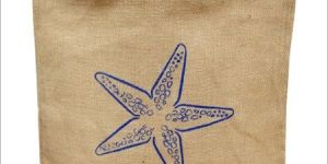 Starfish Printed Jute Tote Bag