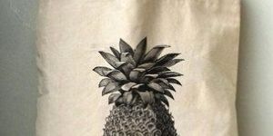 Vintage Pineapple Print Canvas Tote Bag