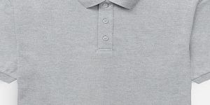 Mens Grey Melange Cotton Polo T-Shirt