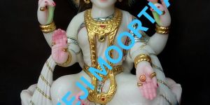 White Traditional Marble Saraswati Maa Statue