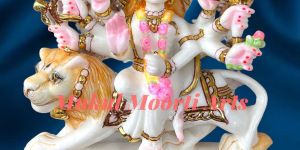 Painted Marble Durga Mata Statue
