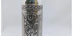 Hallmarked Silver Bottle in Fine Antique Temple Design Carving