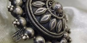 Puran High Rise Dome Rajwada Ladies Ring in Pure Silver