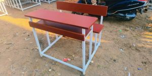 Red Dual Seater Matt Finish Classroom Bench