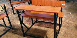 Wooden Polished School Dual Desk Bench