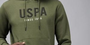 Mens Olive Green Branded Logo Hoodie