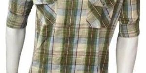 Mens Olive Green Cotton Check Shirt