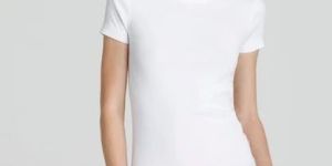 Ladies White Crew Neck Cotton T-shirt