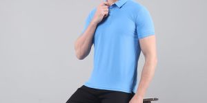 Mens Sky Blue Sap Matty Dri Fit Polo T-Shirts