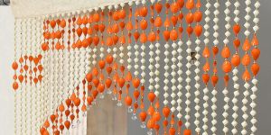 PVC Orange Beads Crystal Door Curtain