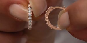 Ladies Classic Diamond Hoop Earrings