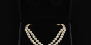 Traditional Kemp Design Matte Gold Polish Party Wear Necklace Set