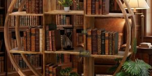 Wooden Round Book Shelf