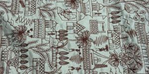 Maroon Unique Pattern Sequin Embroidered Silk Fabric