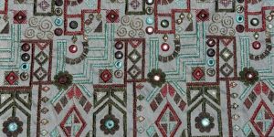 Multicolor Mirror & Sequin Embroidered Silk Fabric