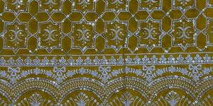 Mustard Chikankari Style Sequin Embroidered Georgette Fabric