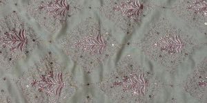 Pink Floral Diamond Sequin Embroidered Silk Fabric